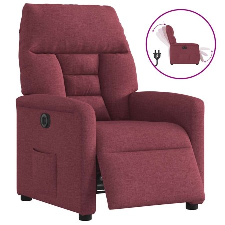 Sillón reclinable eléctrico tela rojo tinto