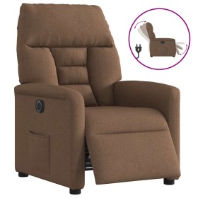 Sillón reclinable eléctrico de tela marrón