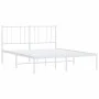 Bettgestell aus Metall mit weißem Kopfteil 120x200 cm von vidaXL, Betten und Lattenroste - Ref: Foro24-352527, Preis: 83,22 €...