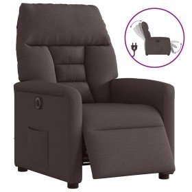 Sillón reclinable eléctrico tela marrón oscuro Sillón reclinable eléctrico tela marrón oscuro