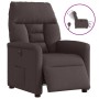 Sillón reclinable eléctrico tela marrón oscuro