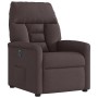 Sillón reclinable eléctrico tela marrón oscuro