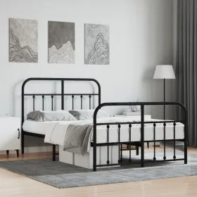 Black metal headboard and footboard bed frame 120x200 cm by vidaXL, Beds and slatted bases - Ref: Foro24-352594, Price: 120,8...