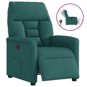 Sillón reclinable eléctrico tela verde oscuro