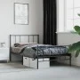 Bed frame with headboard and black metal footboard 75x190 cm by vidaXL, Beds and slatted bases - Ref: Foro24-352488, Price: 6...