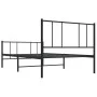 Bed frame with headboard and black metal footboard 75x190 cm by vidaXL, Beds and slatted bases - Ref: Foro24-352488, Price: 6...