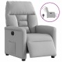Sillón reclinable eléctrico de tela gris nube