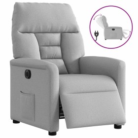 Sillón reclinable eléctrico de tela gris nube