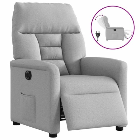 Sillón reclinable eléctrico de tela gris nube
