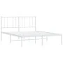 White metal bed frame with headboard 140x200 cm by vidaXL, Beds and slatted bases - Ref: Foro24-352530, Price: 93,15 €, Disco...