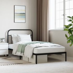 Bettgestell mit schwarzem Metallkopfteil 107x203 cm von vidaXL, Betten und Lattenroste - Ref: Foro24-352574, Preis: 83,30 €, ...