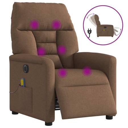 Sillón reclinable de masaje eléctrico tela marrón