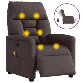 Sillón reclinable de masaje eléctrico tela marrón oscuro