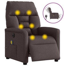 Sillón reclinable de masaje eléctrico tela marrón oscuro Sillón reclinable de masaje eléctrico tela marrón oscuro