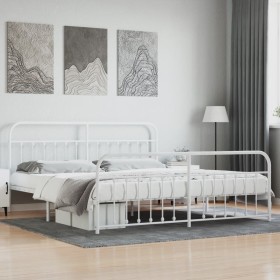 Estructura cama metal con cabecero y pie cama blanco 193x203 cm