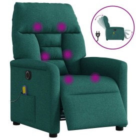 Sillón reclinable de masaje eléctrico tela verde oscuro
