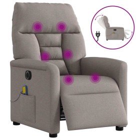 Sillón reclinable de masaje eléctrico tela gris taupe Sillón reclinable de masaje eléctrico tela gris taupe