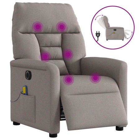 Sillón reclinable de masaje eléctrico tela gris taupe