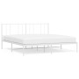 Metal bed frame with white headboard 193x203 cm by vidaXL, Beds and slatted bases - Ref: Foro24-352535, Price: 107,99 €, Disc...