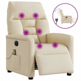Sillón reclinable de masaje eléctrico tela color crema