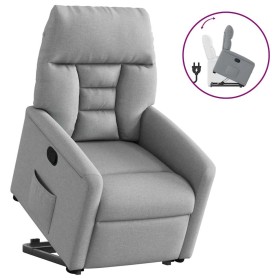 Sillón reclinable elevable de tela gris claro