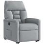 Sillón reclinable elevable de tela gris claro