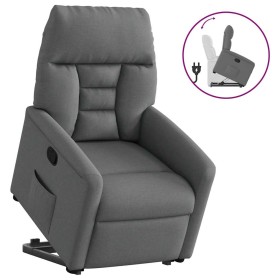 Sillón reclinable elevable de tela gris oscuro