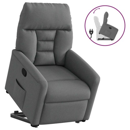 Sillón reclinable elevable de tela gris oscuro