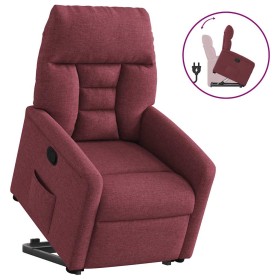 Sillón reclinable elevable tela rojo tinto