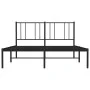 Bed frame with black metal headboard 140x190 cm by vidaXL, Beds and slatted bases - Ref: Foro24-352480, Price: 87,07 €, Disco...