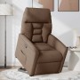 Sillón reclinable elevable de tela marrón