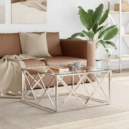Stainless steel and glass coffee table 80x80x40 cm by vidaXL, Coffee table - Ref: Foro24-349969, Price: 146,20 €, Discount: %