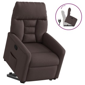 Sillón reclinable elevable tela marrón oscuro