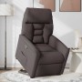 Sillón reclinable elevable tela marrón oscuro