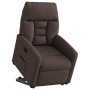Sillón reclinable elevable tela marrón oscuro