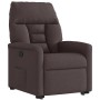 Sillón reclinable elevable tela marrón oscuro