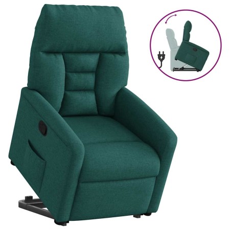 Sillón reclinable elevable tela verde oscuro