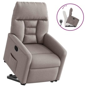 Sillón reclinable elevable tela gris taupe