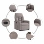 Sillón reclinable elevable tela gris taupe