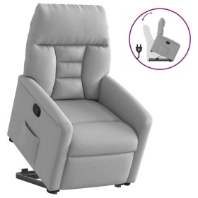 Sillón reclinable elevable de tela gris nube