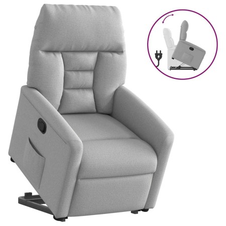 Sillón reclinable elevable de tela gris nube