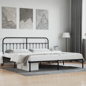 Bed frame with black metal headboard 200x200 cm by vidaXL, Beds and slatted bases - Ref: Foro24-352585, Price: 134,03 €, Disc...