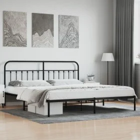 Bed frame with black metal headboard 200x200 cm by vidaXL, Beds and slatted bases - Ref: Foro24-352585, Price: 132,24 €, Disc...