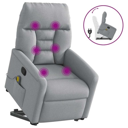 Sillón de masaje reclinable de pie de tela gris claro