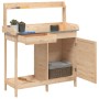 Mesa para macetas con armario madera de abeto 110,5x45x124,5 cm