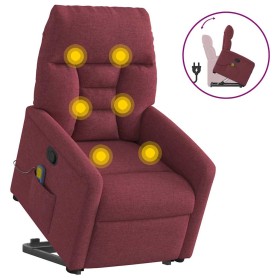 Sillón reclinable de masaje elevable tela rojo tinto