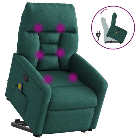 Silla de masaje reclinable de pie de tela verde oscura