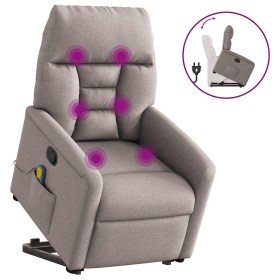 Sillón reclinable de masaje elevable tela gris taupé Sillón reclinable de masaje elevable tela gris taupé