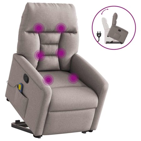 Sillón reclinable de masaje elevable tela gris taupé