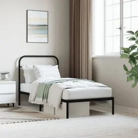 Bed frame with black metal headboard 90x200 cm by vidaXL, Beds and slatted bases - Ref: Foro24-352571, Price: 77,44 €, Discou...